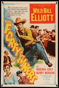 3g426 FORTY-NINERS 1sh '54 Bill Elliot scoured the gold lode for its most wanted killer!