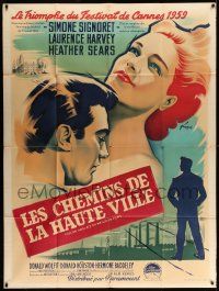 3g030 ROOM AT THE TOP French 1p '59 different Grinsson art of Laurence Harvey & Simone Signoret!
