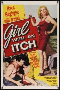 3g153 GIRL WITH AN ITCH 1sh '57 bad girl Kathy Marlowe, have negligee, will travel, ultra rare!