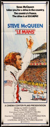 3g401 LE MANS insert '71 classic Tom Jung artwork of race car driver Steve McQueen waving at fans!