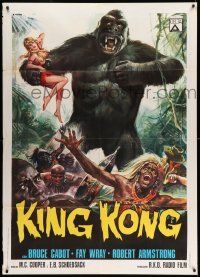 3g034 KING KONG Italian 1p R66 different Casaro art of the giant ape carrying sexy Fay Wray!