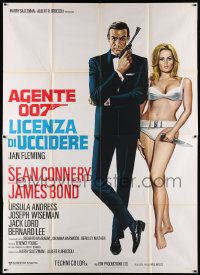 3g032 DR. NO Italian 2p R70s art of Sean Connery as James Bond w/sexy Ursula Andress in bikini!