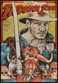 3g291 INDIANA JONES & THE TEMPLE OF DOOM Polish 26x37 '85 cool different art by Witold Dybowski!