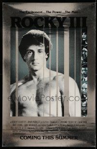 3g442 ROCKY III foil heavy stock advance 1sh '82 different image of boxer Sylvester Stallone!