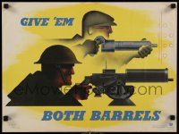 3g350 GIVE 'EM BOTH BARRELS 15x20 WWII war poster '41 great Jean Carlu art of riveter & soldier!