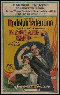 3g039 BLOOD & SAND WC '22 stone litho of matador Rudolph Valentino dancing with pretty Lila Lee!