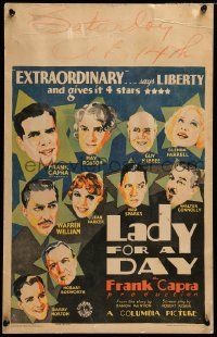 3g046 LADY FOR A DAY WC '33 colorful art of director Frank Capra & top 9 cast members!