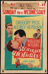3g048 ROMAN HOLIDAY WC '53 Audrey Hepburn & Gregory Peck about to kiss and riding on Vespa!
