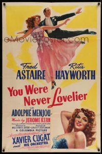 3g174 YOU WERE NEVER LOVELIER 1sh '42 most classic image of Fred Astaire & Rita Hayworth dancing!