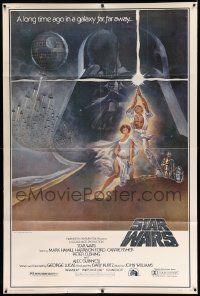 3h122 STAR WARS 40x60 '77 George Lucas classic sci-fi epic, great art by Tom Jung!
