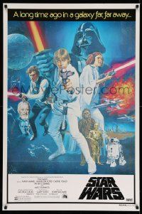 3h075 STAR WARS Aust 1sh '77 George Lucas classic sci-fi epic, great art by Tom Chantrell!