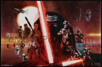 3h090 FORCE AWAKENS 22x34 Canadian commercial poster '15 Star Wars: Episode VII, J.J. cast montage