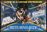 3h048 STAR WARS TRILOGY 28x39 German commercial poster '93 cool art from the British Quad!