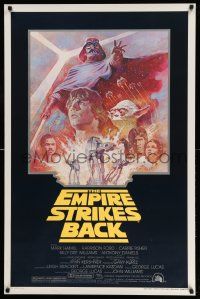 3h152 EMPIRE STRIKES BACK studio style 1sh R81 George Lucas sci-fi classic, cool art by Tom Jung!