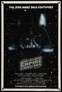 3h191 EMPIRE STRIKES BACK NSS style advance 1sh '80 Darth Vader helmet and breathing mask in space!