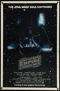 3h149 EMPIRE STRIKES BACK studio style advance 1sh '80 Darth Vader helmet and mask in space!