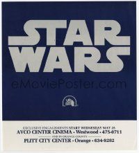 3h434 STAR WARS herald '77 George Lucas classic, exclusive showings in California!