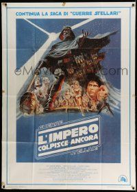 3h030 EMPIRE STRIKES BACK Italian 1p '80 George Lucas classic, great montage art by Tom Jung!