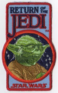 3h441 RETURN OF THE JEDI patch '83 George Lucas classic, cool image of Jedi Master Yoda