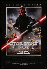 3h177 PHANTOM MENACE advance DS 1sh R12 Star Wars Episode I in 3-D, different image of Darth Maul!
