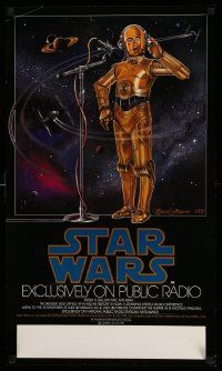 3h225 STAR WARS RADIO DRAMA 17x29 radio poster '81 art of C-3PO at microphone by Strain!