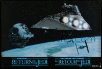 3h088 RETURN OF THE JEDI 24x36 Canadian special '83 Death Star, blue title design!