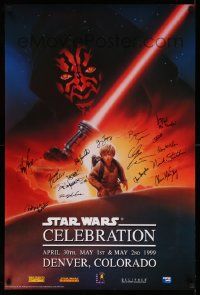3h277 STAR WARS CELEBRATION signed 24x36 special '99 signed by 15, Alvin art of Darth Maul, Anakin!
