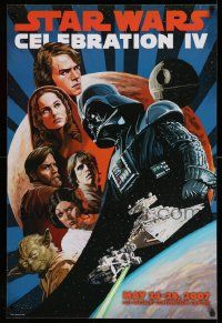 3h292 STAR WARS CELEBRATION IV 24x36 special '07 cool art of Darth Vader & cast by R. Martinez!