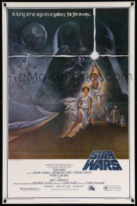 3h132 STAR WARS style A first printing 1sh '77 art by Tom Jung, domestic version with PG rating!
