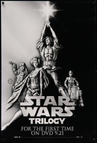 3h331 STAR WARS TRILOGY 27x40 video poster '04 George Lucas, art of Hamill, Fisher, Ford!