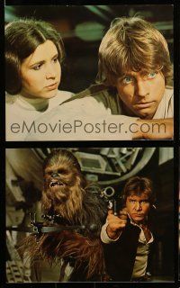 3h429 STAR WARS 8 color deluxe 8x10 stills '77 Luke, Leia, Han, Chewbacca, Obi-Wan, C-3PO, R2-D2!