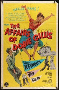 3j020 AFFAIRS OF DOBIE GILLIS 1sh '53 Bobby Van, Bob Fosse, wacky art of Debbie Reynolds!