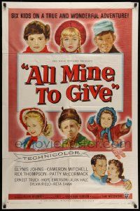 3j027 ALL MINE TO GIVE 1sh '57 Glynis Johns, Cameron Mitchell, six kids on a wonderful adventure!