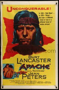 3j045 APACHE 1sh '54 Robert Aldrich, Native American Burt Lancaster & Jean Peters!