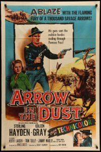 3j057 ARROW IN THE DUST 1sh '54 tough double-fisted Sterling Hayden, pretty Coleen Gray