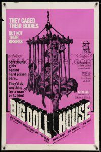 3j083 BIG DOLL HOUSE 1sh '71 artwork of Pam Grier whose body was caged, but not her desires!