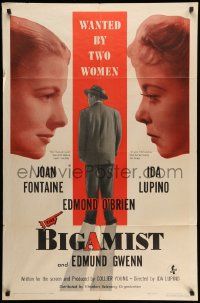 3j088 BIGAMIST 1sh '53 Edmond O'Brien is wanted by Joan Fontaine & Ida Lupino!