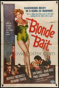 3j106 BLONDE BAIT 1sh R50s full-length sexy smoking bad girl Beverly Michaels is a silken trap!