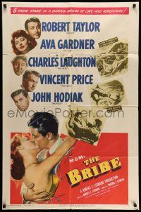 3j124 BRIBE 1sh '49 Robert Taylor, sexy young Ava Gardner, Charles Laughton, Vincent Price!