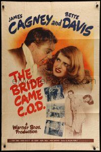 3j126 BRIDE CAME C.O.D. 1sh '41 close up of James Cagney arguing with pretty Bette Davis!