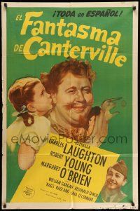 3j144 CANTERVILLE GHOST Spanish/U.S. export 1sh '44 Charles Laughton, Robert Young & Margaret O'Brien!