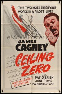 3j155 CEILING ZERO 1sh R56 c/u of James Cagney & burning airplane, directed by Howard Hawks