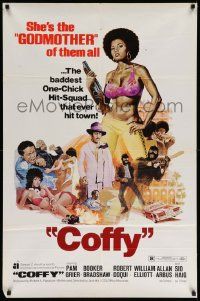 3j179 COFFY 1sh '73 sexy art of baddest chick Pam Grier, Jack Hill blaxploitation classic!
