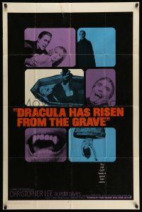 3j251 DRACULA HAS RISEN FROM THE GRAVE int'l 1sh '69 Hammer, Christopher Lee, great vampire montage!