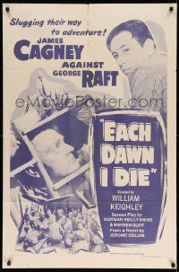 3j262 EACH DAWN I DIE 1sh R56 prisoners James Cagney & George Raft slugging their way to adventure