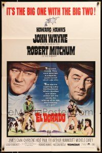 3j270 EL DORADO 1sh '66 John Wayne, Robert Mitchum, Howard Hawks, big one with the big two!