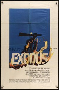 3j283 EXODUS 1sh '61 Otto Preminger, great artwork of arms reaching for rifle by Saul Bass!