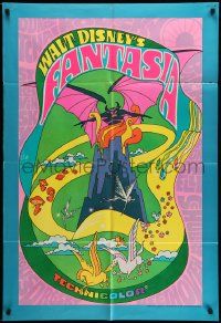 3j290 FANTASIA 1sh R70 Disney classic musical, great psychedelic fantasy artwork!