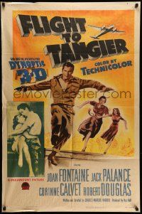 3j306 FLIGHT TO TANGIER 1sh '53 Joan Fontaine & Jack Palance in new perfected Dynoptic 3-D!