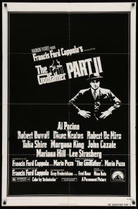 3j362 GODFATHER PART II 1sh '74 Al Pacino in Francis Ford Coppola classic crime sequel!